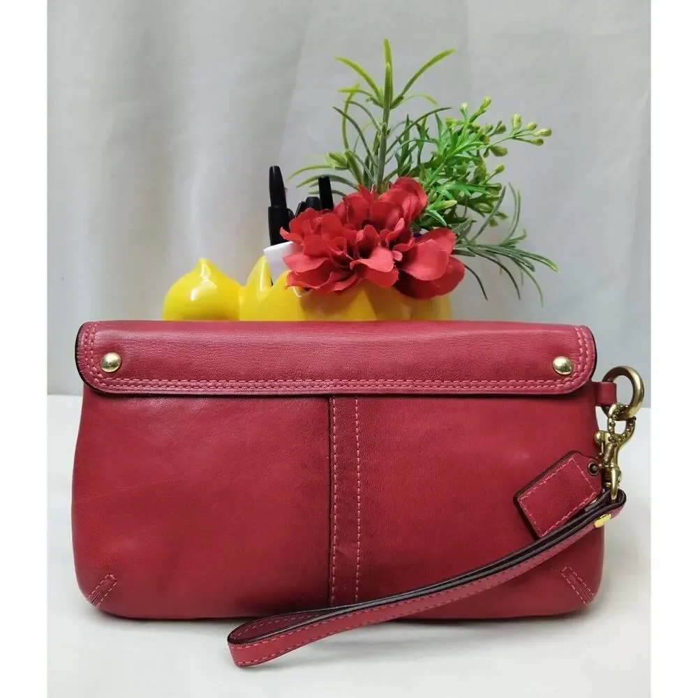 Coach Bleecker Red Leather Buckle Wristlet - Wallet